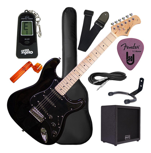 Kit Guitarra Stratocaster Completo Com Amplificador 