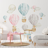 Vinilo Decorativo Infantil Globos Acuarela Cielo Acu61a 1mt