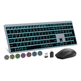 Combo Teclado Y Mouse Inalámbricos, Recargable, Teclado Con