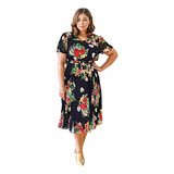 Vestido Moda Evangélica Feminino Plus Size Comportado Elfren