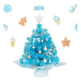 Mini Árbol Navideño De Mesa Con Luces, Estrella Y Bolas. Com