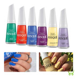 Kit 6 Esmaltes Nova Coleçao Coloridos Risque 