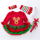 Vestido De Natal Para Menina Com Faixa De Cabeça, Roupa De 4