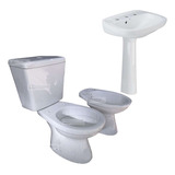 Combo Inodoro Italiana Roca Bidet Columna Lavatorio P