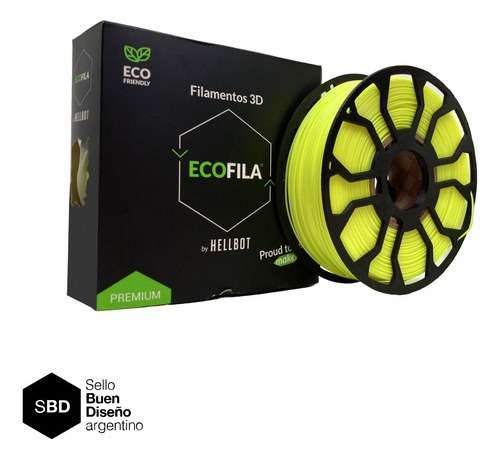 Filamento Pla Impresora 3d Hellbot Ecofila 1kg 1.75mm Amarillo Flúo
