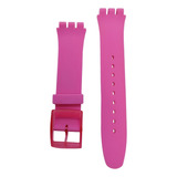 Correa Compatible Relojes Swatch Resina Rosa 19.2mm 