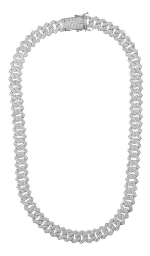 Cadena Gruesa Cubana Zirconia 60 Cm Plata 925 Hombre Mujer