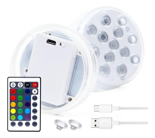 Kit 2 Luz De Piscina Decorativa Led Colorido Recarregavel