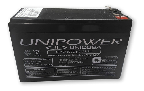 10 Bateria Unipower Selada 12v 7ah Up1270seg Original Selada