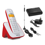 Telefone Sem Fio Vermelho Com Entrada Chip 3g Combo Oficial