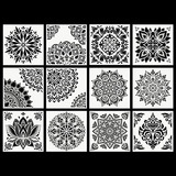 Stenciles De Mandalas De Plastico Reutilizable 12 Plantillas