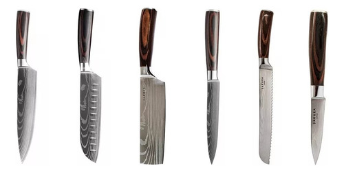 Set Juego De Cuchillo Acero Inox Cocina Chef Sakura Diseño