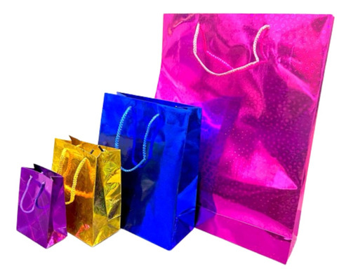 Bolsas De Color Hologramada De Regalo Nº2 18x23 Metalizada