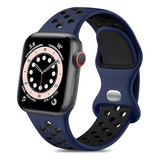 Correa Deportiva P/apple Watch 38-40-41mm Azul Med/negro M/l