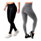 Pack X2 Calza Mujer Frizada Larga Tiro Alto Lycra Art. 4000