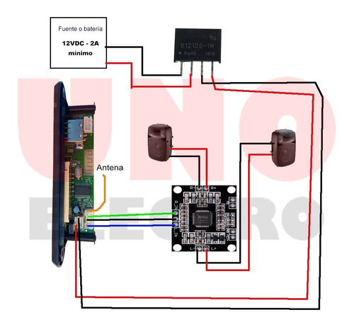 Receptor De Audio Bluettoth + Amplificador 2x10w Unoelectro