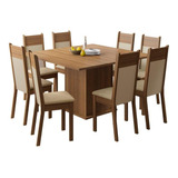 Mesa De Comedor Madesa Panama De Madera Con 8 Sillas, Color Rústico/crema/perla