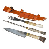 Set De Asado Cuchillo Y Tenedor Artesanal-especial Asadores