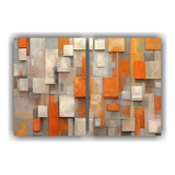 80x50cm Cuadro De Azulejos Naranjas, Marrones Y Grises