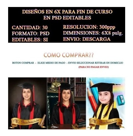 30 Plantillas Graduacion Editables Psd 6x8