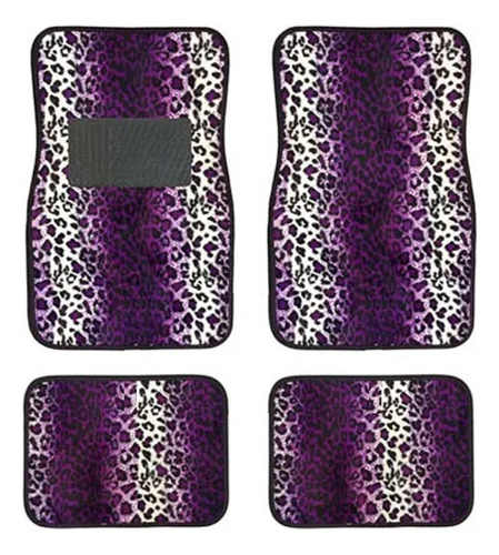 Cubre Alfombra Felpa Animal Print Purpura Universal Auto