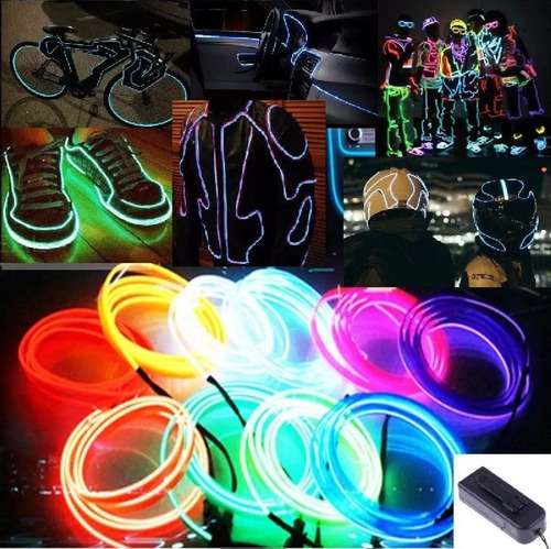 Wire Hilo 3m Luminoso Luz Neon Dj Cable Tron Led Fl+inversor