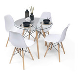 Comedor Eames Vidrio 80cm Con 4 Sillas - Promoción!!!