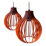 2 Lustre Pendente De Madeira Design Moderno Rustico Bivolt