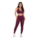 Conjunto Fitness Dily Legging + Top Com Tela I 081