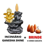 Incensário Cascata Ganesha Shine + Brinde - Decoração Resina