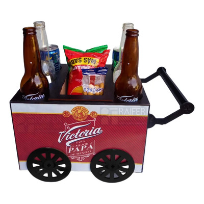 Carrito Botanero Caja Día Del Padre O Cumpleaños Color Negro Victoria Papá | Meses sin interés