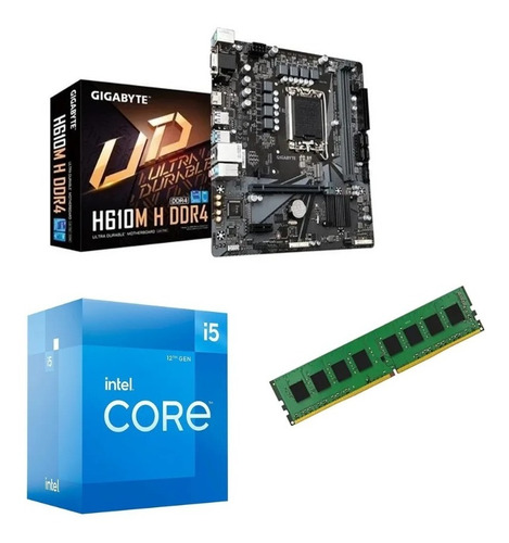 Combo Act Gigabyte H610m H + Intel I5 12400 + 8gb 3200