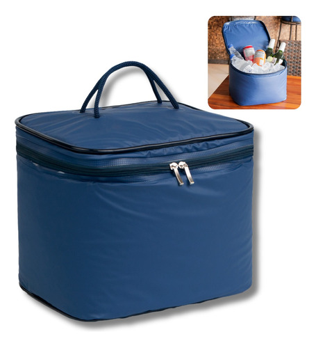 Bolsa Térmica Cooler 15l Freezer P/ Bebida E Praia Cor Azul 