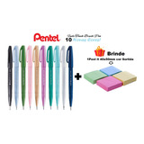 10 Novas Cores Canetas Pincel Pentel Fude Touch + Brinde