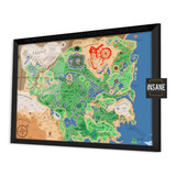 Quadro Mapa Zelda Breath Of The Wild Com Vidro Grande