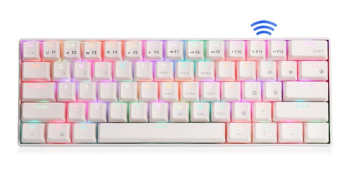 Teclado Gamer Bluetooth Royal Kludge Rk61 Inglés Blanco Rgb