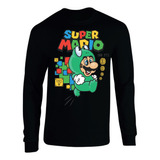 Camiseta Manga Larga Mario Bros Ranita Camibuso Sueter Black