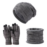 Gorro.bufanda Guantes Invierno Tejido Grueso Forro Polar C