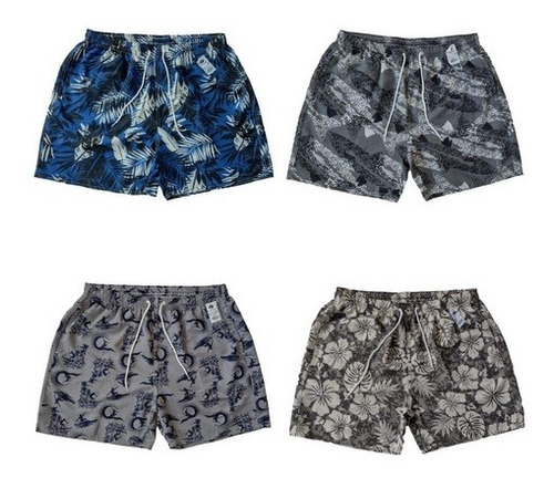 Bermuda Plus Size Combo Com 4 Shorts Tactel Masculinos Praia