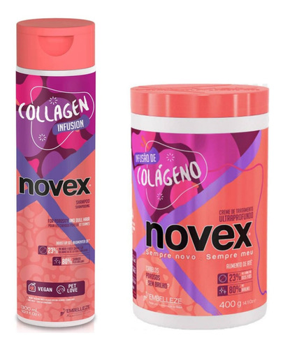 Kit Shampoo Mascara Novex Colageno Dañado Brillo Frizz Brasi