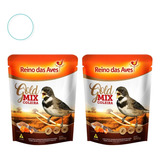 Kit 2 Ração Gold Mix Coleira Para Pássaros Reino Das Aves