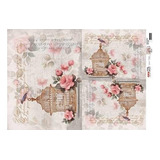 5 Papel Decoupage Opapel 30x45cm 2525 - Gaiola Vintage Opa