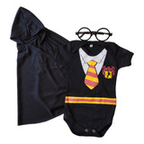 Body Com Capa E Oculos Uniforme Harry Potter                
