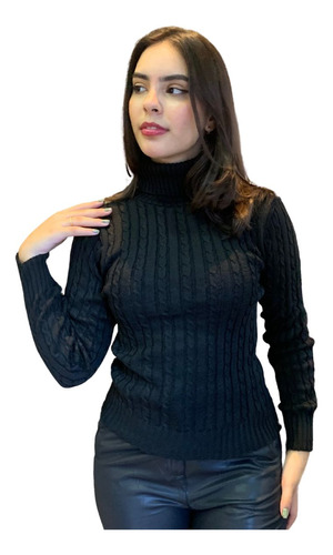 Blusa Feminina Tricô Gola Alta Cacharrel Lã Sueter Inverno