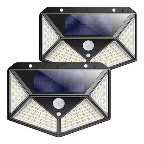 Luz Solar De Seguridad Exterior 100 Led Impermeable 2 Piezas