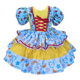 Vestido Festa Junina Caipira Infantil Luxo Armado + Luva