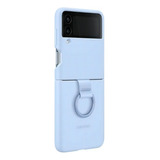 Funda Samsung Silicone Cover With Ring Artic Blue Con Diseño Liso Para Samsung Galaxy Z Flip4 Por 1 Unidad