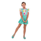 Conjunto Infantil Menina Boneca Jardineira Floral Colorida