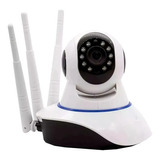 Câmera 3 Antenas Ip Onvif Wifi Wireless Robô Visão Noturna Cor Branco