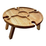 Mesa De Picnic Plegable De Madera Estante De Vino Portátil